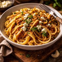 Pasta with Caramelized Onions Blue Cheese Moosewood