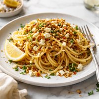 Pasta with Crunchy Crumbs and Feta for One