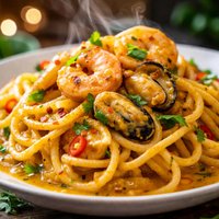Pasta with Curry Seafood Sauce