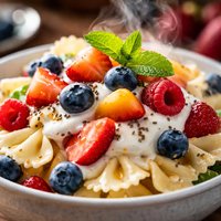 Pasta with Fresh Fruits and Yogurt