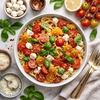 Pasta with Garden Tomatoes and Fresh Mozzarella