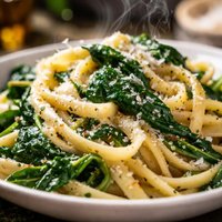 Pasta with Garlic and Parmesan Spinach