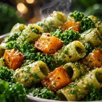 Pasta with Kale Pesto and Roasted Butternut Squash