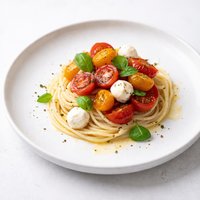 Pasta with Marinated Tomatoes and Mozzarella