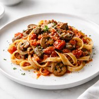 Pasta with Mushroom Tomato Sauce