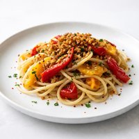 Pasta with Roast Peppers and Breadcrumbs