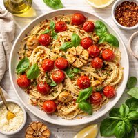 Pasta with Roasted Garlic and Cherry Tomatoes