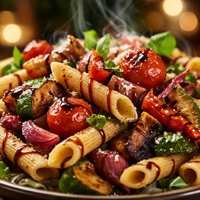 Pasta with Roasted Vegetables Balsamic Vinegar