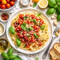 Pasta with Salsa Cruda Di Pomodoro
