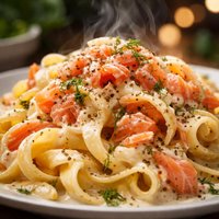 Pasta with Smoked Salmon Cream and Dill