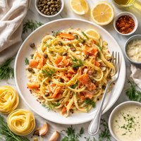 Pasta with Smoked Salmon Lemon Cream