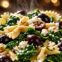 Pasta with Spinach Feta and Olives