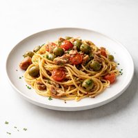 Pasta with Tuna Tomato Green Olives