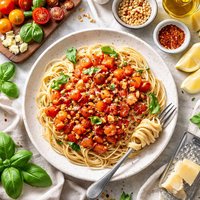 Pasta with Uncooked Pine Tomato Sauce