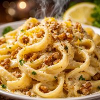 Pasta with Walnut Lemon Cream Sauce