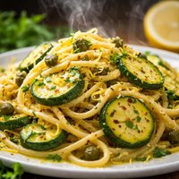Pasta with Zucchini and Lemon Caper Sauce