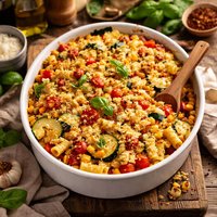 Pasta Zucchini Tomato Corn Bake