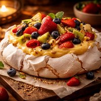 Pavlova with Fruit Custard Filling