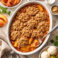 Peach Cobbler with Oatmeal Cookie Topping