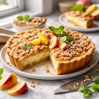 Peach Custard Pie with Streusel Topping