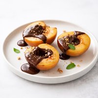 Peach Halves with Easy Chocolate Sauce