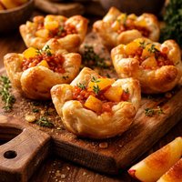 Peach Hot Pepper Brie in Puff Pastry Cups