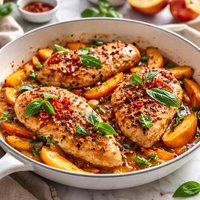Peach Pan Seared Chicken with a Bit of Spice