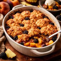 Peach Pineapple Blackberry Cobbler