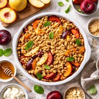Peach Plum Pear Casserole Pie