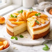 Peach Sponge Custard Cake