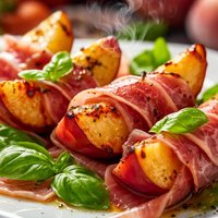 Peaches with Serrano Ham and Basil