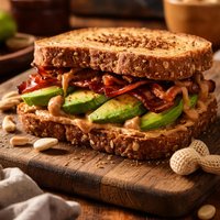Peanut Bacon and Avocado Sandwich