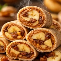 Peanut Butter Banana and Sultanas Sandwiches or Pinwheel Style
