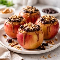 Peanut Butter Chocolate Raisin Stuffed Apples