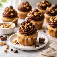 Peanut Butter Cupcakes with Chocolate Icing