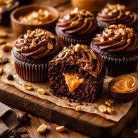 Peanut Butter Filled Fudge Cupcakes