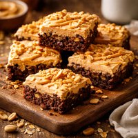 Peanut Butter Oatmeal Brownies with Peanut Butter Frosting