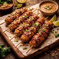 Peanut Miso Chicken Skewers