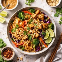Peanut Noodles with Gingered Vegetables and Tofu
