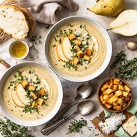 Pear Celeriac and Stilton Soup