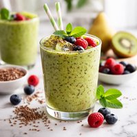 Pear Kiwi Berry Flax Seed Smoothie