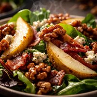 Pear Salad with and Bacon Gorgonzola and Candied Walnuts