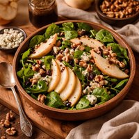 Pear Salad with Spinach Blue Cheese and Walnuts