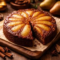 Pear Upside Down Gingerbread Cake