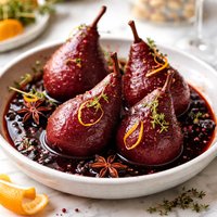 Pears Poached in Peppered Port