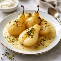 Pears Poached with Butter and Cream