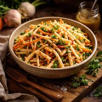 Peasant Turnip Slaw with Sweet Hot Mustard Dressing