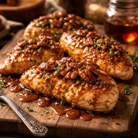 Pecan Chicken with Bourbon Sauce