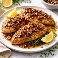 Pecan Chicken with Maple Pecan Sauce