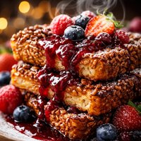 Pecan Coated French Toast with Berry Sauce